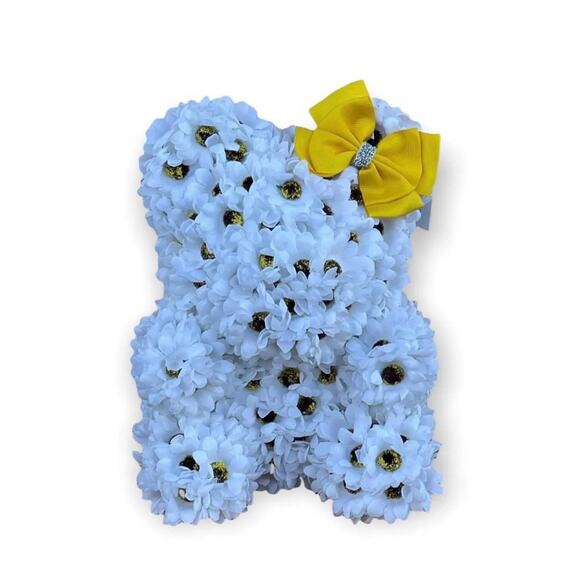 Handmade White Daisy Bear For Any Occasion